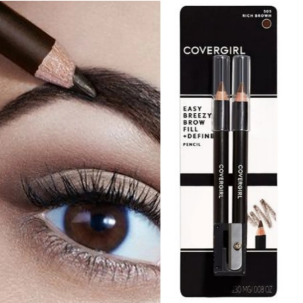 🆕️ 3 -CoverGirl Easy Breezy Brow Fill+Define Pencils Crayons [500] Black Noir